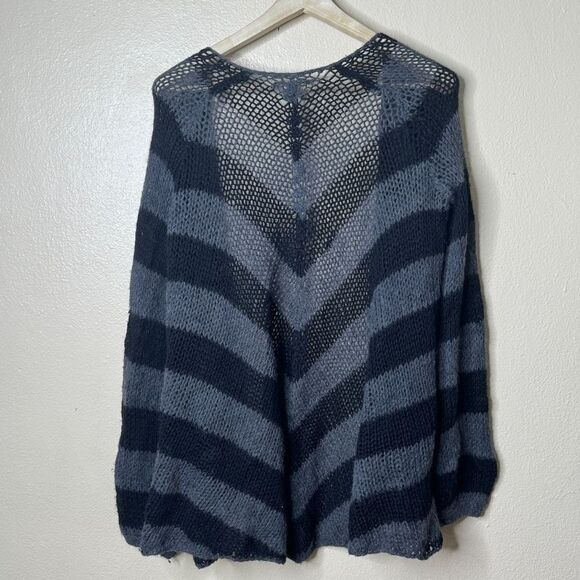 Lucky Brand Sweater Women's XS/S Gray Striped Open Front Cardigan Alpaca Blend - Picture 9 of 10